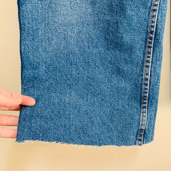 Sezane Denim Ankle Raw Hem Wide Leg Blue Jeans size 38 - Picture 3 of 9